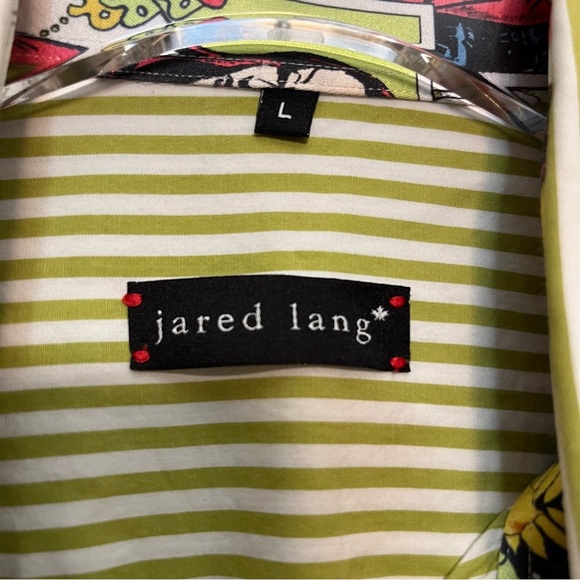 Jared Lang Green Striped Blouse Size Large - Picture 2 of 11